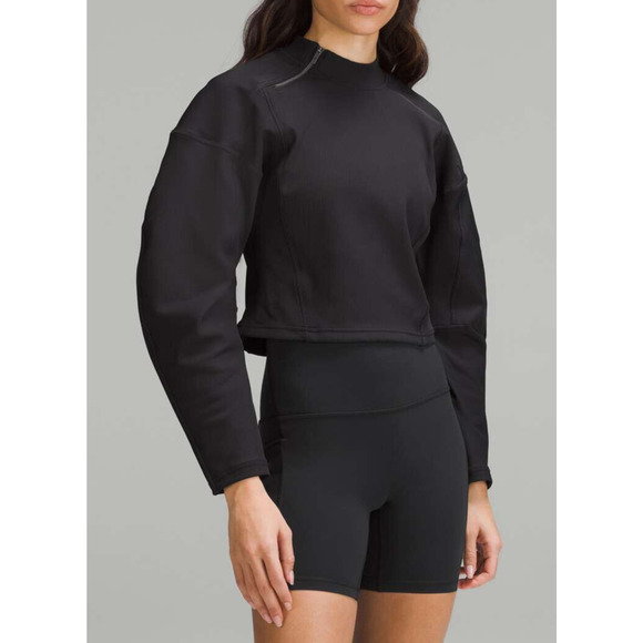 lululemon athletica Sweaters - Lululemon Ribbed Luxtreme Wide Sleeve Pullover Black Crop Women's No Size Tag